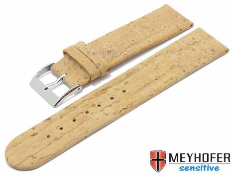 Watch strap -Tavira- 20mm light brown genuine cork VEGAN by MEYHOFER (width of buckle 20 mm) - Bild vergr��ern 