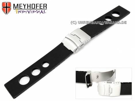 Watch strap -Lervik- 22mm black silicone racing look with clasp by MEYHOFER - Bild vergrern 