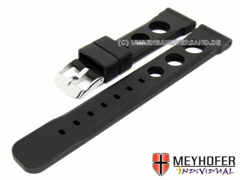 Watch strap -Scarperia- 24mm black silicone racing look by MEYHOFER (width of buckle 22 mm) - Bild vergr��ern 