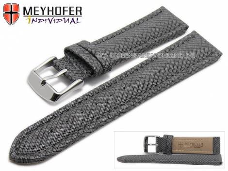 Watch strap -Saarburg- 18mm grey synthetic textile look stitched MEYHOFER (width of buckle 18 mm) - Bild vergrern 