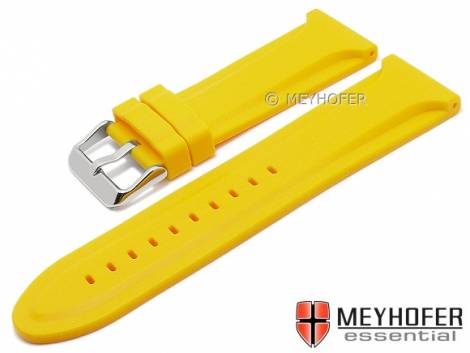 Watch strap -Jakarta- 28mm yellow silicone with structure matt by MEYHOFER (width of buckle 26 mm) - Bild vergr��ern 