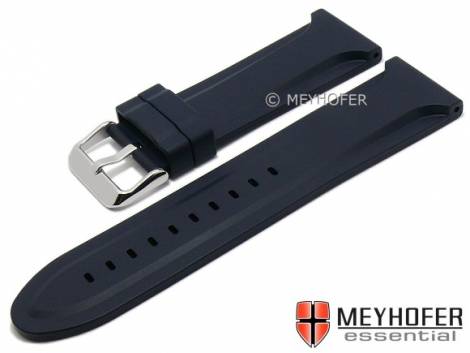 Watch strap -Jakarta- 28mm dark blue silicone with structure matt by MEYHOFER (width of buckle 26 mm) - Bild vergr��ern 