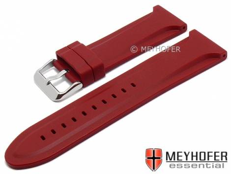 Watch strap -Jakarta- 26mm red silicone with structure matt by MEYHOFER (width of buckle 24 mm) - Bild vergr��ern 