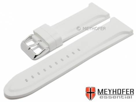 Watch strap -Jakarta- 28mm white silicone with structure matt by MEYHOFER (width of buckle 26 mm) - Bild vergr��ern 