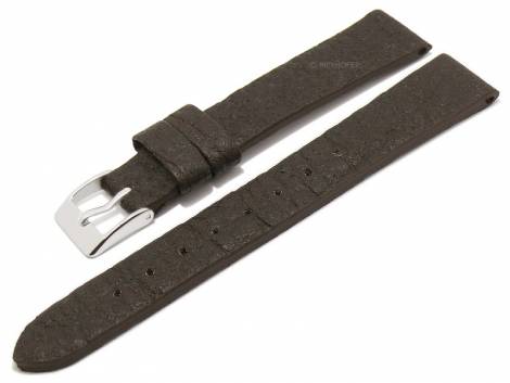 Watch strap -Waterbury- 14mm dark brown from pineapple fibers VEGAN matt by MEYHOFER (width of buckle 12 mm) - Bild vergr��ern 