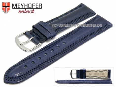 Watch strap -Nordhausen- 22mm dark blue leather padded stitched by MEYHOFER (width of buckle 20 mm) - Bild vergr��ern 
