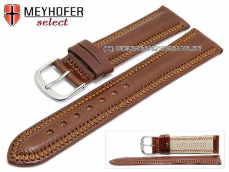 Watch strap -Nordhausen- 20mm brown leather padded stitched by MEYHOFER (width of buckle 18 mm) - Bild vergr��ern 