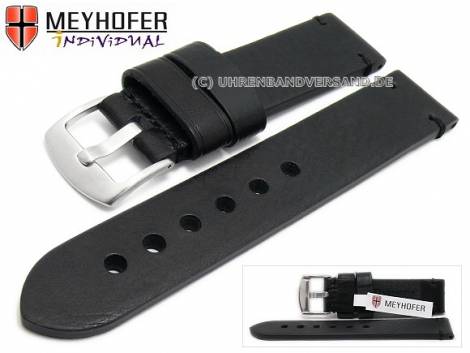 Watch strap -Ludwigsburg- 22mm black leather robust stitched by MEYHOFER (width of buckle 22 mm) - Bild vergrößern 