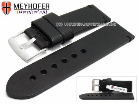 Watch strap -Ludwigsburg- 28mm black leather robust stitched by MEYHOFER (width of buckle 26 mm) - Bild vergr��ern 