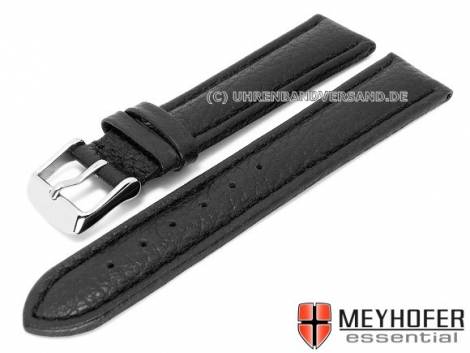 Watch strap -Varberg- 24mm black leather grained  stitched by MEYHOFER (width of buckle 22 mm) - Bild vergr��ern 