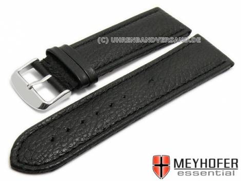 Watch strap -Pirna- 28mm black leather grained stitched by MEYHOFER (width of buckle 26 mm) - Bild vergr��ern 