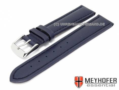 Watch strap -Nybro- 24mm dark blue leather smooth matt stitched by MEYHOFER (width of buckle 22 mm) - Bild vergr��ern 