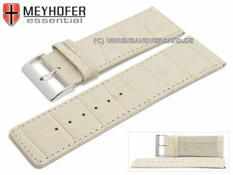 Watch strap -Campinas- 30mm cream leather alligator grain stitched by MEYHOFER (width of buckle 28 mm) - Bild vergr��ern 