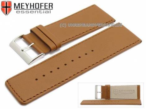 Watch strap -Derenburg- 34mm light brown leather smooth matt stitched by MEYHOFER (width of buckle 32 mm) - Bild vergr��ern 