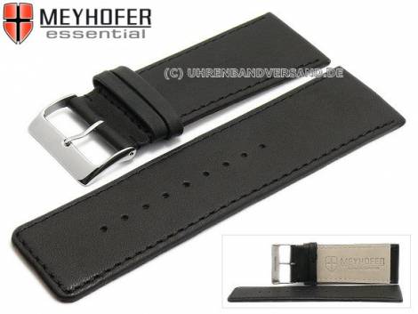Watch strap -Derenburg- 40mm black leather smooth matt stitched by MEYHOFER (width of buckle 38 mm) - Bild vergr��ern 