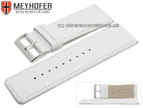 Watch strap -Derenburg- 30mm white leather smooth matt stitched by MEYHOFER (width of buckle 28 mm) - Bild vergr��ern 