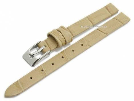 Watch strap -Pensacola- 08mm clip lug attachment beige leather alligator grain by MEYHOFER (width of buckle 08 mm) - Bild vergr��ern 