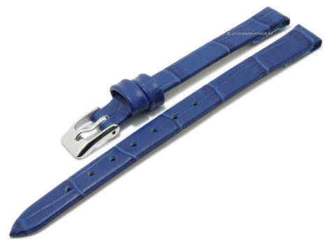 Watch strap -Pensacola- 10mm clip lug attachment royal blue leather alligator grain by MEYHOFER (width of buckle 08 mm) - Bild vergr��ern 