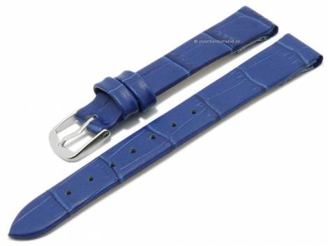 Watch strap -Pensacola- 12mm clip lug attachment royal blue leather alligator grain by MEYHOFER (width of buckle 12 mm) - Bild vergrern 