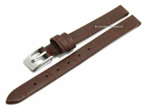 Watch strap -Pensacola- 10mm clip lug attachment dark brown leather alligator grain by MEYHOFER (width of buckle 08 mm) - Bild vergr��ern 