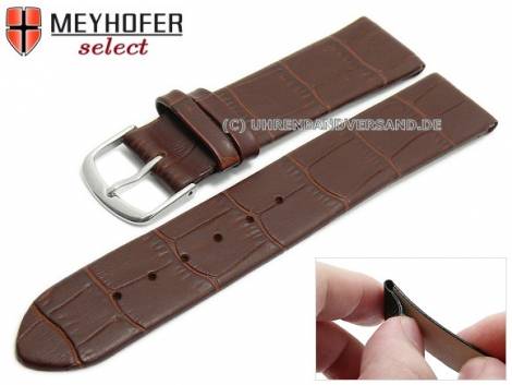 Watch strap -Pensacola- 20mm clip lug attachment dark brown leather alligator grain by MEYHOFER (width of buckle 18 mm) - Bild vergrern 