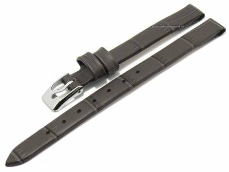 Watch strap -Pensacola- 10mm clip lug attachment dark grey leather alligator grain by MEYHOFER (width of buckle 08 mm) - Bild vergrern 