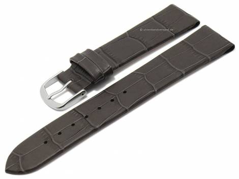Watch strap -Pensacola- 16mm clip lug attachment dark grey leather alligator grain by MEYHOFER (width of buckle 16 mm) - Bild vergr��ern 
