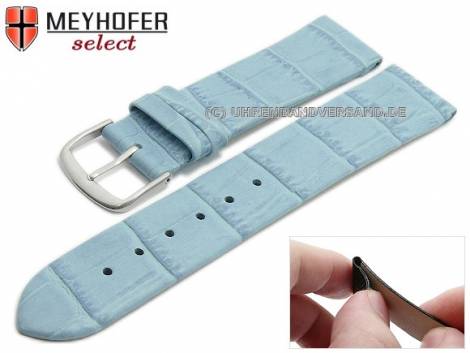 Watch strap -Pensacola- 16mm clip lug attachment ice blue leather alligator grain by MEYHOFER (width of buckle 16 mm) - Bild vergr��ern 