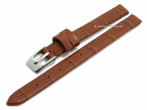 Watch strap -Pensacola- 10mm clip lug attachment light brown leather alligator grain by MEYHOFER (width of buckle 08 mm) - Bild vergr��ern 