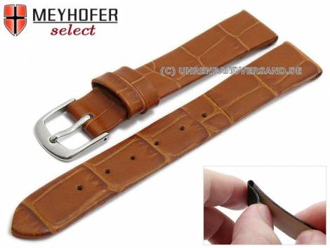 Watch strap -Pensacola- 14mm clip lug attachment light brown leather alligator grain by MEYHOFER (width of buckle 12 mm) - Bild vergr��ern 