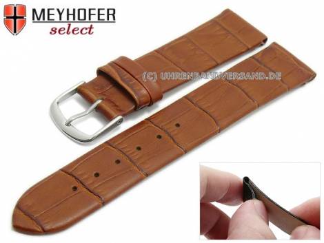 Watch strap -Pensacola- 20mm clip lug attachment light brown leather alligator grain by MEYHOFER (width of buckle 18 mm) - Bild vergrern 