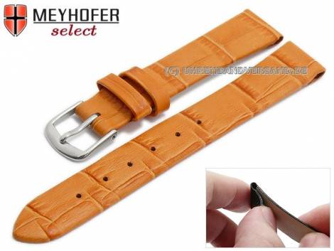 Watch strap -Pensacola- 12mm clip lug attachment orange leather alligator grain by MEYHOFER (width of buckle 12 mm) - Bild vergrern 