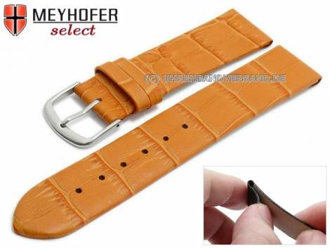 Watch strap -Pensacola- 16mm clip lug attachment orange leather alligator grain by MEYHOFER (width of buckle 16 mm) - Bild vergr��ern 