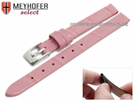 Watch strap -Pensacola- 08mm clip lug attachment pink leather alligator grain by MEYHOFER (width of buckle 08 mm) - Bild vergrern 