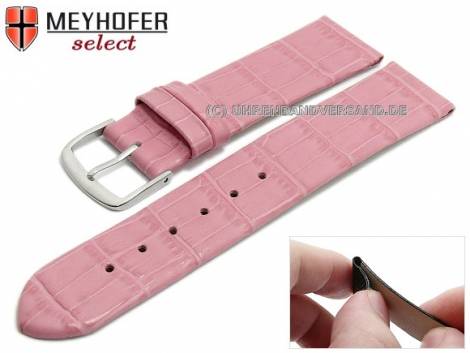 Watch strap -Pensacola- 16mm clip lug attachment pink leather alligator grain by MEYHOFER (width of buckle 16 mm) - Bild vergr��ern 