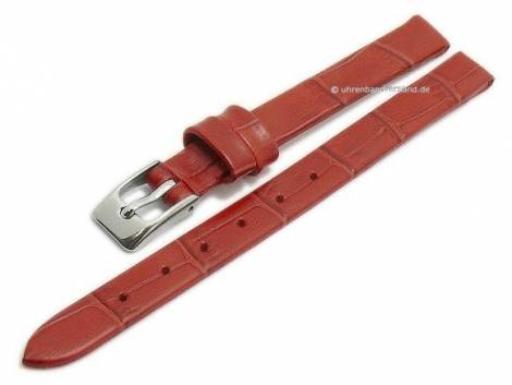 Watch strap -Pensacola- 10mm clip lug attachment red leather alligator grain by MEYHOFER (width of buckle 08 mm) - Bild vergr��ern 