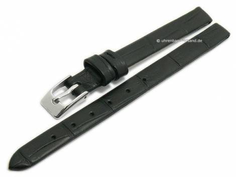 Watch strap -Pensacola- 10mm clip lug attachment black leather alligator grain by MEYHOFER (width of buckle 08 mm) - Bild vergr��ern 
