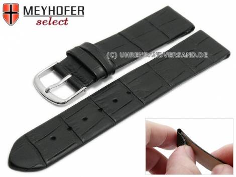 Watch strap -Pensacola- 16mm clip lug attachment black leather alligator grain by MEYHOFER (width of buckle 16 mm) - Bild vergr��ern 