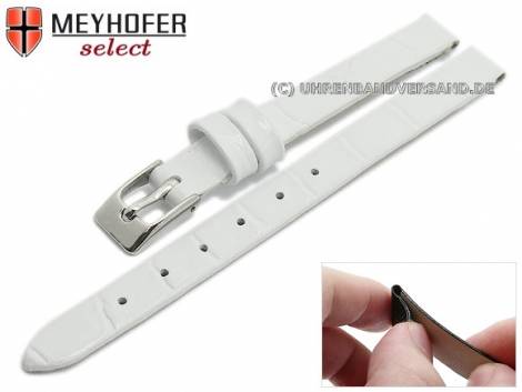 Watch strap -Pensacola- 08mm clip lug attachment white leather alligator grain by MEYHOFER (width of buckle 08 mm) - Bild vergr��ern 