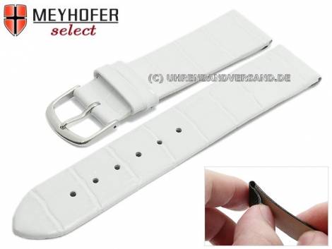 Watch strap -Pensacola- 20mm clip lug attachment white leather alligator grain by MEYHOFER (width of buckle 18 mm) - Bild vergrern 