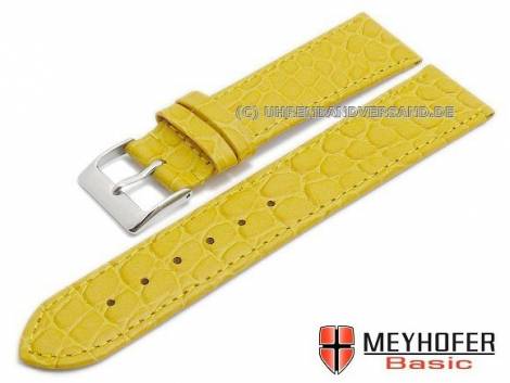 MEYHOFER Basic watch strap -Santos- 18mm yellow leather croco grain stitched (width of buckle 16 mm) - Bild vergr��ern 