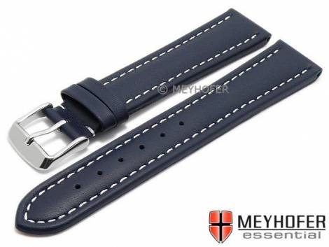 Watch strap -Okinawa- 20mm dark blue leather padded light stitching MEYHOFER (width of buckle 18 mm) - Bild vergr��ern 