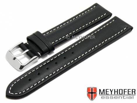 Watch strap -Okinawa- 24mm black leather padded light stitching MEYHOFER (width of buckle 22 mm) - Bild vergr��ern 