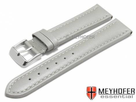 Watch strap -Okinawa- 18mm silver grey leather padded light stitching MEYHOFER (width of buckle 18 mm) - Bild vergr��ern 
