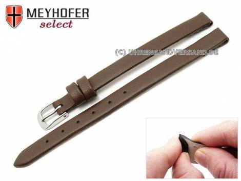 Watch strap -Rockhampton- 08mm clip lug attachment dark brown leather smooth matt by MEYHOFER (width of buckle 08 mm) - Bild vergrern 