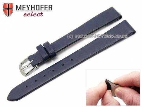 Watch strap XL -Southampton- 10mm clip lug attachment dark blue leather smooth matt by MEYHOFER (width of buckle 08 mm) - Bild vergr��ern 
