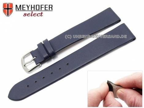 Watch strap -Rockhampton- 16mm clip lug attachment dark blue leather smooth matt by MEYHOFER (width of buckle 16 mm) - Bild vergr��ern 