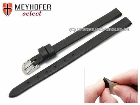Watch strap XL -Southampton- 08mm clip lug attachment black leather smooth matt by MEYHOFER (width of buckle 08 mm) - Bild vergrern 