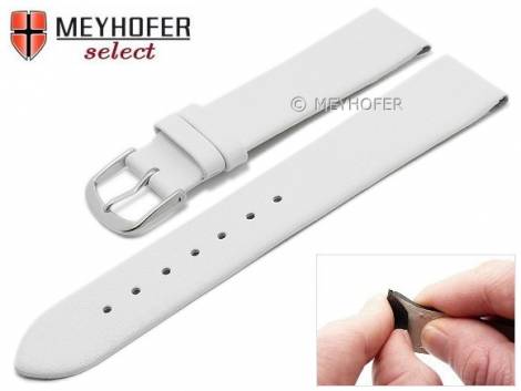 Watch strap -Rockhampton- 20mm clip lug attachment white leather smooth matt by MEYHOFER (width of buckle 18 mm) - Bild vergrern 