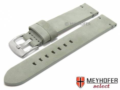 Watch strap -Seattle- 22mm grey leather suede-like stitched by MEYHOFER (width of buckle 22 mm) - Bild vergr��ern 